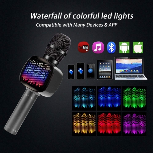 BONAOK Wireless Bluetooth Karaoke Microphone with Dual Sing, LED Lights, Portabl - Picture 2 of 8